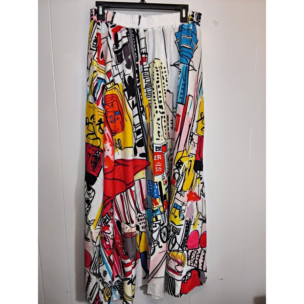 Maxi City Skirt  white with Ckty sky line print size XL